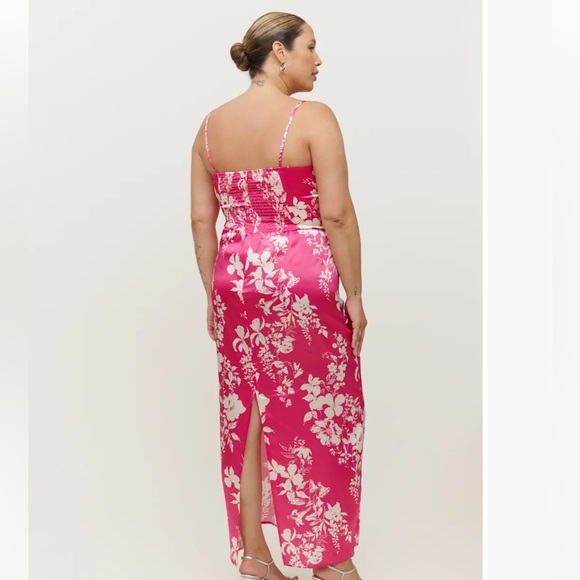 REFORMATION Frankie Silk Dress Es in hothouse New with Tags! - Picture 4 of 9